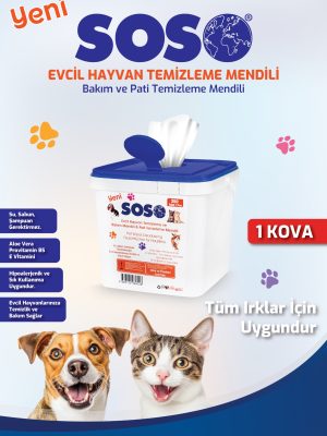 1 adet X 250 Yaprak - Soso Kova Evcil Hayvan Kedi Köpek Pati ve Vücut Temizleme Mendili