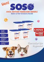 4 adet X 250 Yaprak - Soso Kova Evcil Hayvan Kedi Köpek Pati ve Vücut Temizleme Mendili