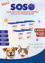 5 adet X 250 Yaprak - Soso Kova Evcil Hayvan Kedi Köpek Pati ve Vücut Temizleme Mendili