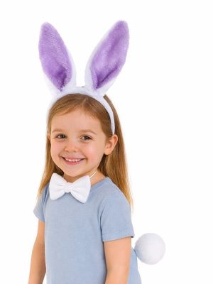 Lila Mor Tavşan Kulak Papyon Kuyruk 3'lü Parti Seti