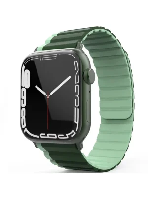 Movenchy Apple Watch 42mm MO-WB1 Çift Renk Mıknatıslı Silikon Kordon - Koyu Yeşil-Açık Yeşil