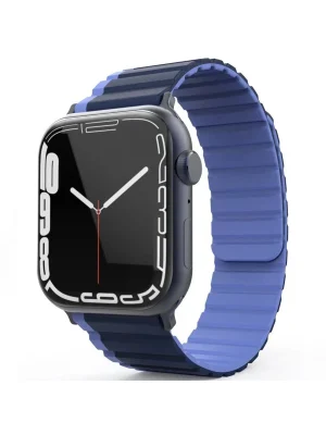 Movenchy Apple Watch 42mm MO-WB1 Çift Renk Mıknatıslı Silikon Kordon - Lacivert-Mavi