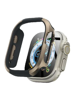 Movenchy Apple Watch Ultra 49mm MO-WT3 Alüminyum Camlı Kasa Ekran Koruyucu - Gold