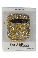 Newface Airpods 2 (2.nesil) Mira Taşlı Kılıf - Gold - Görsel 3