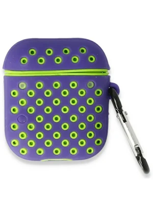 Newface Airpods 2 (2.nesil) Spor Delikli Kılıf - Lila-Yeşil