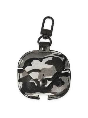 Newface Airpods 3 (3.nesil) Çanta Kamuflaj Deri Kılıf - Gri