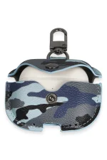 Newface Airpods 3 (3.nesil) Çanta Kamuflaj Deri Kılıf - Mavi - Görsel 3