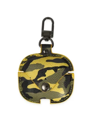 Newface Airpods 3 (3.nesil) Çanta Kamuflaj Deri Kılıf - Sarı