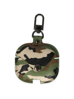 Newface Airpods 3 (3.nesil) Çanta Kamuflaj Deri Kılıf - Yeşil