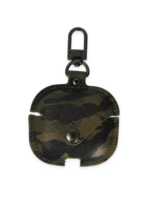 Newface Airpods Pro 2 (2.nesil) Çanta Kamuflaj Deri Kılıf - Haki Yeşil