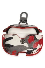 Newface Airpods Pro 2 (2.nesil) Çanta Kamuflaj Deri Kılıf - Kırmızı - Görsel 3