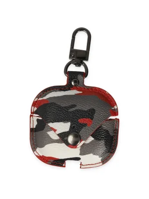 Newface Airpods Pro 2 (2.nesil) Çanta Kamuflaj Deri Kılıf - Kırmızı