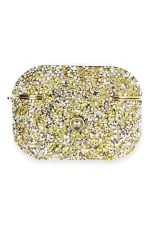 Newface Airpods Pro 2 (2.nesil) Luz Taşlı Kılıf - Gold - Görsel 3