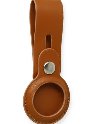 Newface Airtag Askılı Deri Kılıf - Taba