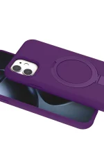 Newface Apple iPhone 11 Regal Magsafe Standlı Kapak - Derin Mor - Görsel 4
