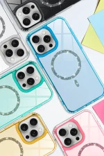 Newface Apple iPhone 12 Live Diamond Magsafe Kapak - Sarı - Görsel 2