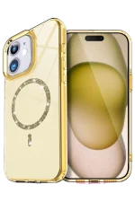 Newface Apple iPhone 12 Live Diamond Magsafe Kapak - Sarı