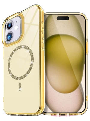 Newface Apple iPhone 12 Live Diamond Magsafe Kapak - Sarı