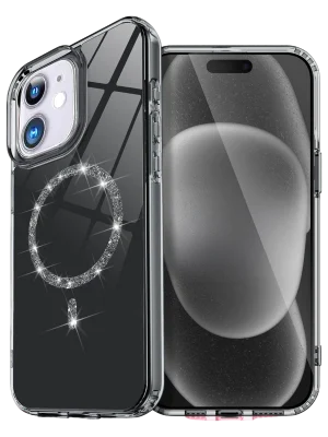 Newface Apple iPhone 12 Live Diamond Magsafe Kapak - Siyah