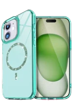 Newface Apple iPhone 12 Live Diamond Magsafe Kapak - Yeşil