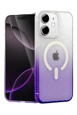 Newface Apple iPhone 12 Pummel Shiny Magsafe Kapak - Mor