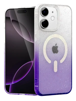 Newface Apple iPhone 12 Pummel Shiny Magsafe Kapak - Mor