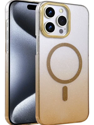 Newface Apple iPhone 14 Pro Max Glossy Magsafe Kapak - Çöl Titanyum