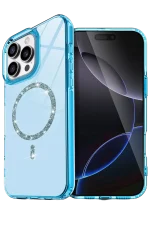 Newface Apple iPhone 14 Pro Max Live Diamond Magsafe Kapak - Mavi