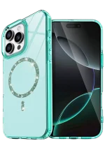 Newface Apple iPhone 14 Pro Max Live Diamond Magsafe Kapak - Yeşil