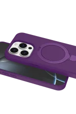 Newface Apple iPhone 14 Pro Max Regal Magsafe Standlı Kapak - Derin Mor - Görsel 4