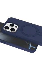 Newface Apple iPhone 14 Pro Max Regal Magsafe Standlı Kapak - Lacivert - Görsel 4