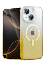 Newface Apple iPhone 14 Pummel Shiny Magsafe Kapak - Gold