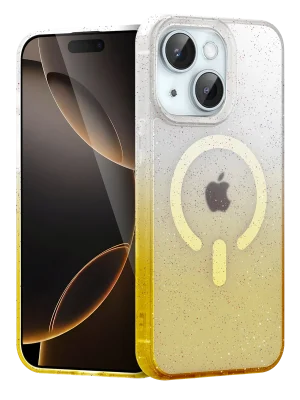 Newface Apple iPhone 14 Pummel Shiny Magsafe Kapak - Gold