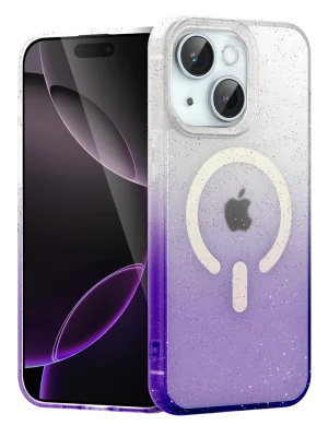 Newface Apple iPhone 14 Pummel Shiny Magsafe Kapak - Mor