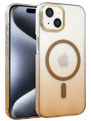 Newface Apple iPhone 15 Glossy Magsafe Kapak - Çöl Titanyum