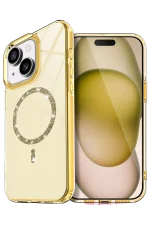 Newface Apple iPhone 15 Live Diamond Magsafe Kapak - Sarı
