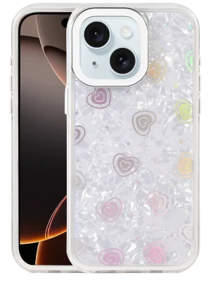 Newface Apple iPhone 15 Lumi Desenli Kapak - Beyaz