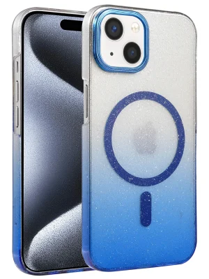 Newface Apple iPhone 15 Plus Glossy Magsafe Kapak - Mavi