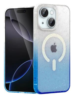 Newface Apple iPhone 15 Plus Pummel Shiny Magsafe Kapak - Mavi