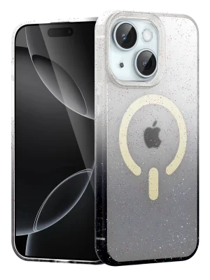 Newface Apple iPhone 15 Plus Pummel Shiny Magsafe Kapak - Siyah