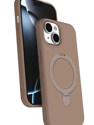 Newface Apple iPhone 15 Plus Regal Magsafe Standlı Kapak - Çöl Titanyum