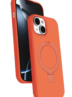 Newface Apple iPhone 15 Plus Regal Magsafe Standlı Kapak - Turuncu