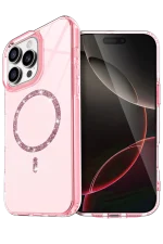Newface Apple iPhone 15 Pro Max Live Diamond Magsafe Kapak - Pembe