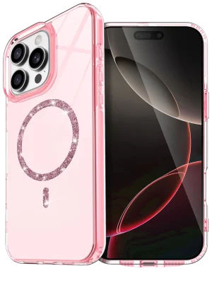 Newface Apple iPhone 15 Pro Max Live Diamond Magsafe Kapak - Pembe