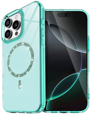 Newface Apple iPhone 15 Pro Max Live Diamond Magsafe Kapak - Yeşil