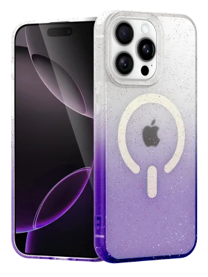 Newface Apple iPhone 15 Pro Max Pummel Shiny Magsafe Kapak - Mor