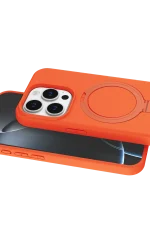Newface Apple iPhone 15 Pro Max Regal Magsafe Standlı Kapak - Turuncu - Görsel 4