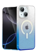 Newface Apple iPhone 15 Pummel Shiny Magsafe Kapak - Mavi