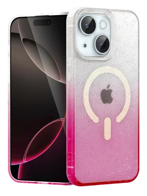 Newface Apple iPhone 15 Pummel Shiny Magsafe Kapak - Pembe