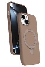 Newface Apple iPhone 15 Regal Magsafe Standlı Kapak - Çöl Titanyum
